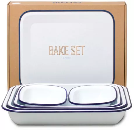 Falcon Emaille Bake Set weiß / dunkelblau | Liv Emaille