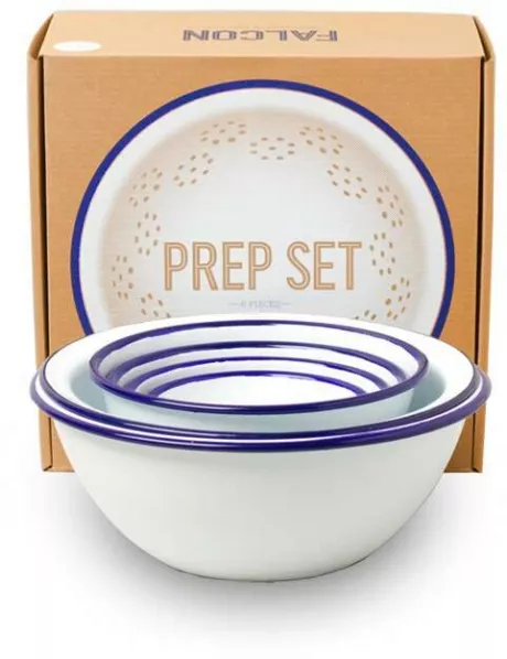 Falcon Emaille Zubereitungs-Set weiß / dunkelblau | Liv Emaille