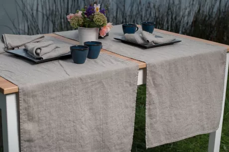 Leinen Tischläufer naturgrau bügelfrei | Leinen Boutique