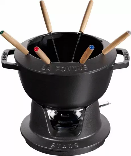 Staub Fondueset aus Gusseisen in schwarz - KochForm