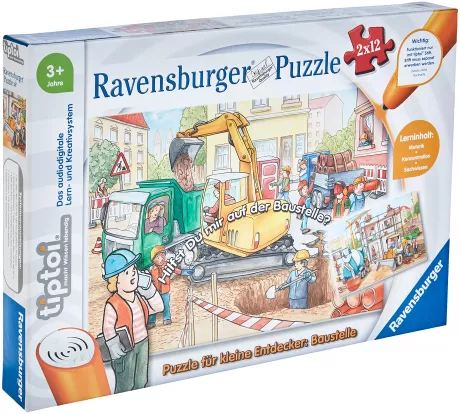 Ravensburger tiptoi Spiel 00049 Puzzle für kleine Entdecker: Baustelle - 2x12 Teile Kinderpuzzle ab 3 Jahren, für Jungen und Mädchen, 1 Spieler: Amazon.de: Spielzeug