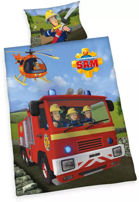 Herding Feuerwehrmann Sam Bettwäsche-Set, Baumwolle, Mehrfarbig, 40 x 60 cm, 100 x 135 cm : Herding: Amazon.de: Küche, Haushalt & Wohnen