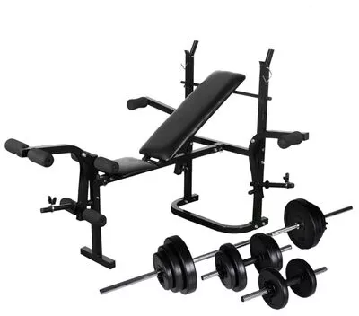 vidaXL Hantelbank mit Ablage, Langhantel und Kurzhantel-Set 30,5 kg | vidaXL.de