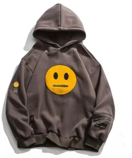 Harajuku Style Smiley Patch Hoodie