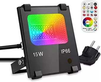 LED Spotlight RGB Lamp GIM, 15 W Dimmable Remote Control, 120 Colours, 4 Modes, IP66 Waterproof LED Floodlight, Aluminium Outdoor Headlight, Garden Spotlight, Garden Mood Lights : Amazon.de: Lighting