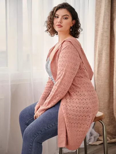 Simples ocasional Cardigan Plus Size | SHEIN Brasil