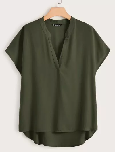 SHEIN Assimétrico Alto Baixo Simples ocasional Blusa de Tamanho Grande | SHEIN Brasil