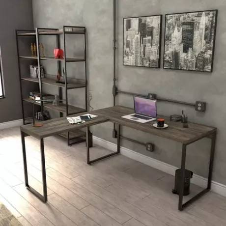 Mesa De Escritório Em L Estilo Industrial 1,50x1,50m Kuadra | Parcelamento sem juros