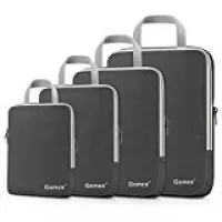 Compression Packing Cubes 3/4er Set, Gonex Kleidertaschen 4-teilig Verpackungswürfel, Kleidertaschen Set, Kofferorganizer Reise Würfel, Grau(4er)