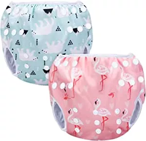 Luxja Reusable Swim Nappy (Pack of 2) Adjustable Nappy for Baby (0-3 Years) Washable, Dolphin + Starfish : Amazon.de: Baby Products