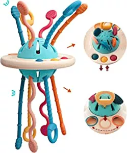 Funny Old Man Sensory Baby Toy 12-18 Months, UFO Silicone Pull Cord Tooth Toy for Babies Food Grade Montessori Toy for 1 Year Fine Motor Skills Activity Toy: Amazon.de: Toys