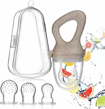 Nonnu Fruit Teat Baby Set with 3 Teats in Different Sizes and Hygienic Box for Storage and Transport - for Babies from 4 Months - Help with Teething Fruit Dummy BPA Free (Light Grey) : Amazon.de: Baby Products
