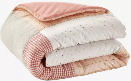 Vertbaudet Baby Spieldecke „Girly Vichy“, Patchwork-Design in rosa/mehrfarbig bedruckt