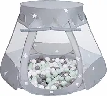 Selonis Baby Spielzelt Mit Plastikbällen Zelt 105X90cm/100 Stück Bälle Plastikkugel Kinder, Grau:Weiß/Grau/Minze: Amazon.de: Spielzeug