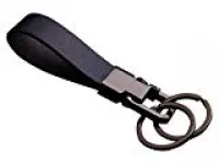 Cerbery - Schlüsselanhänger aus Leder mit Ringen und Geschenkbox - Auto Geschenk Schlüsselband Schlüsselbund Schlüsselhalter Schlüsselring (Schwarz)