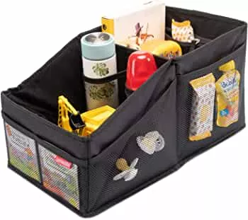 HerzensKind Auto Organizer - Aufbewahrungsbox für den Rücksitz oder Kofferraum. Für einfaches Verstauen von Windeln Spielzeug etc. neben dem Kindersitz : Amazon.de: Baby