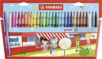 Medium Fibre-Tip Pen - STABILO power - Pack of 30 - Assorted Colours : Amazon.de: Stationery & Office Supplies