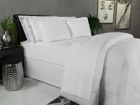 Jogo de Cama Queen Percal 200 fios 100% Algodão - Ipsum Branco - Dui Design | Vida e Cor