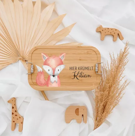 Brotdose Edelstahl personalisiert - Tier Aquarell