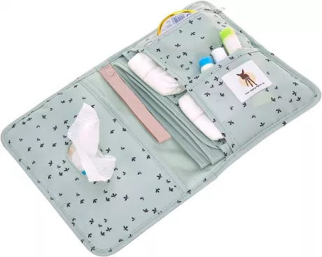 LÄSSIG Baby Windeltasche mit Wickelunterlage für unterwegs/Changing Pouch Floral mint, Türkis (Mint), 1 Stück (1er Pack) : Amazon.de: Baby