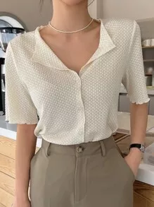DAZY Franzido Botão Frontal Camiseta | SHEIN Brasil