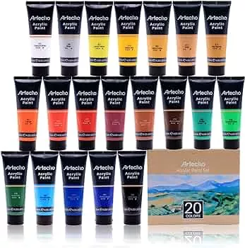 Artecho Acrylfarben Set Professional 20x120 ml, Acrylic Paint Set, Wasserfest und Lichtecht, Schnell Trocknend, Ideal für Leinwand, Holz, Stoff, Handwerk, Leder und Stein. : Amazon.de: Küche, Haushalt & Wohnen