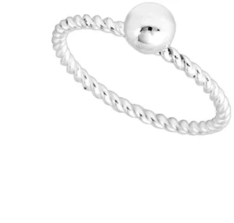 Anel Prata 925 Aro Torcido com Bola