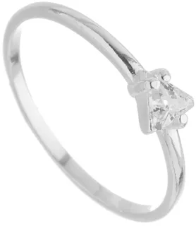 Anel Prata 925 Solitário Triângulo Zircônia