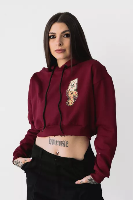 Moletom Cropped Capuz Riot Tarot Marsala