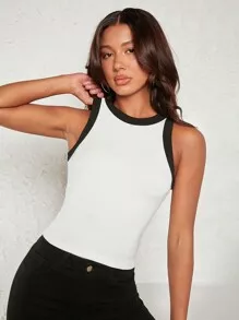 SHEIN BASICS Ligação De Contraste Top Tank | SHEIN Brasil