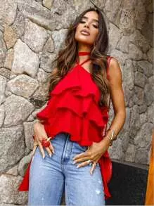 Blusa Com Babados Bata | SHEIN Brasil