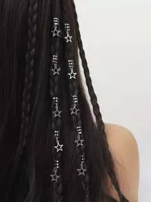 10 Anéis De Cabelo De Pingente De Estrela De Metal