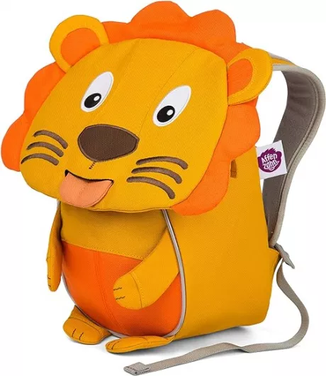 Affenzahn Kleiner Freund Kindergarten-Rucksack für 1-3 Jährige Ergonomisch Reflektierend Ziehzunge mit Namensschild Löwe - Gelb : Amazon.de: Fashion
