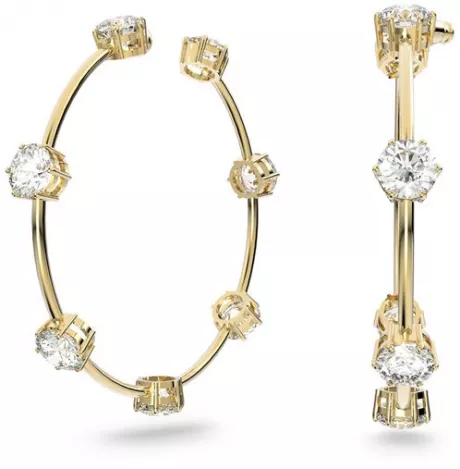 Brincos argola Constella, Branco, banhado a dourado | Swarovski - Swarovski BR