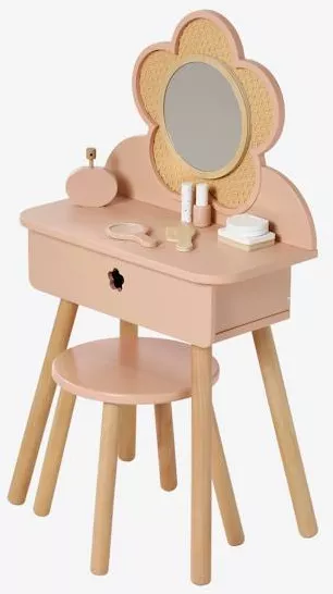 Vertbaudet Kinder Schminktisch mit Zubehör, Holz FSC® in rosa