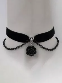 1 Peça Estilo Gótico Liga Preto Acrílico Rosa Veludo Colar Para Senhoras Festa Vestir | SHEIN Brasil