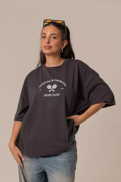 Camisetão sport club - GG / asfalto / 100% algodão - Lela Brandão Co.