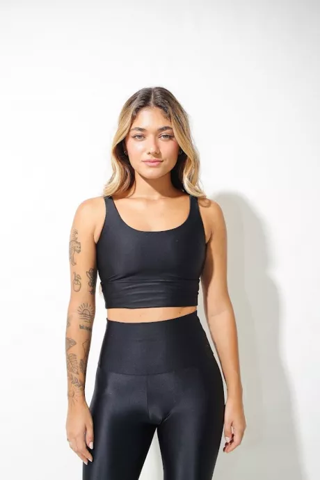 Top Cropped Lycra Power Black - TAM g