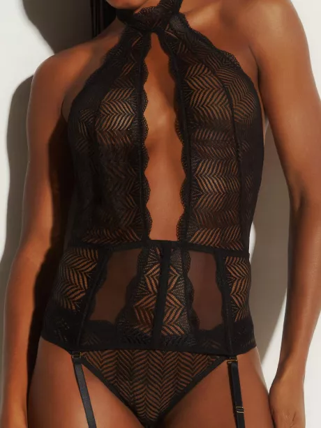 Body Sem Manga Renda Despina PRETO - Loungerie