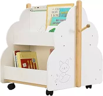 labebe Kinder Bücherregal Weiß, Holz Standregal Weiß with Räder, 2-in-1 Bücherregal Für Kinder 1-5 Jahre Alt, Kinderrega Standregal Holz/Weiss Bücherregal/Holz WeißRegal/Bucher Regal Holz : Amazon.de: Küche, Haushalt & Wohnen