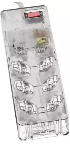 Filtro de Linha Clamper com Dps Protetor Raio Energia 8 Tomadas Transparente com Tecnologia Lcf | Frete grátis