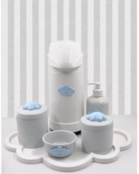 Kit higiene nuvem azul.