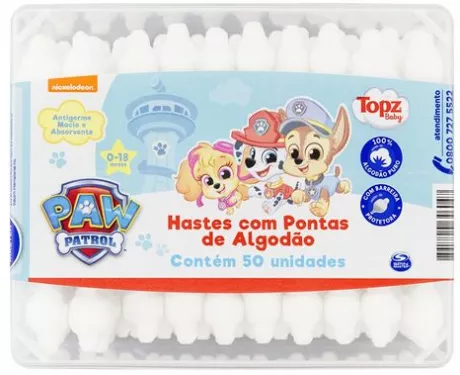 Hastes Com Ponta De Algodão Patrulha Canina Topz Baby 50 Unidades - Drogaria Sao Paulo