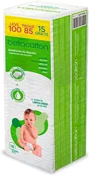 Bellacotton Algodao Quadrado Baby Bellacotton 100 Un. (Lv100Pg85) : Amazon.com.br: Casa