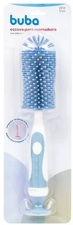 Escova Para Mamadeira Em Silicone Azul Buba 16275 | Parcelamento sem juros