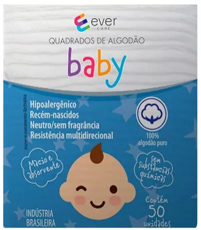 Algodão Quadrado Ever Care Baby 50 Unidades - Drogaria Sao Paulo