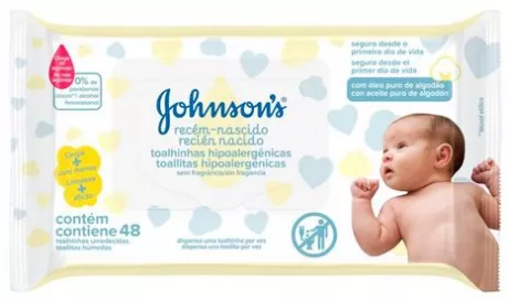 Lenços Umedecidos Johnson's Baby Recém-Nascido Sem Fragrância 48 Unidades - Drogaria Sao Paulo