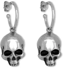 Brinco Argola Skull Prateado - Riot! design