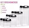 Kit Conjunto Com 7 Potes Herméticos Transparentes De Acrílico Empilháveis Com Tampa De Trava Para Vedação E Maior Durabilidade | Amazon.com.br