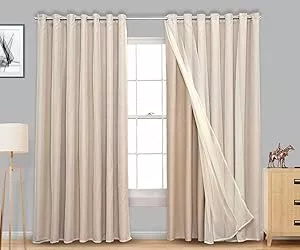 Cortina Blackout com Voil Elegante para varão Simples Ilhós Cromado - 2,80m x 2,30m - Decoração para sala e quarto | Amazon.com.br